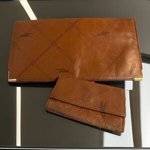 Longchamp Paris Bundle Of Leather Long Wallet & Key Holder (4 Prong) Brown